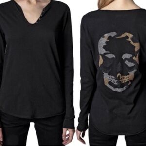 Zadig &Voltaire  Long Sleeve Skull Top Size M